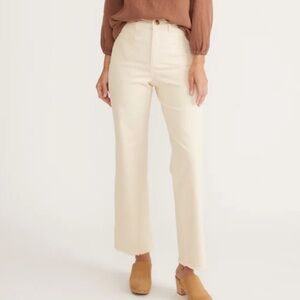 Marine Layer Bridget Full Length Raw Edge Pant in Cream Size 4
